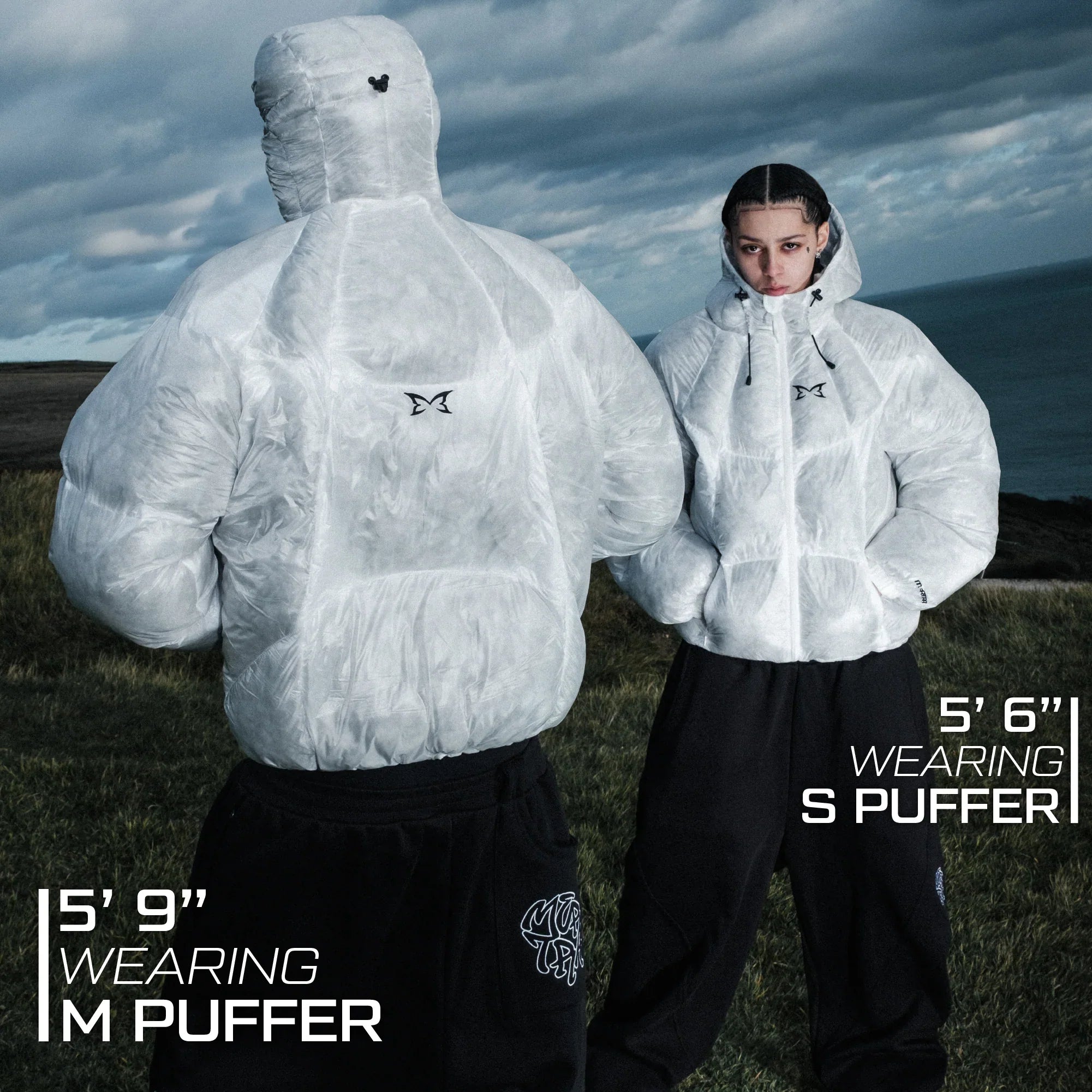 Mertra Translucent Puffer (Cloud) model wearing